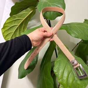 Brighton Tan reptile embossed silver hardware western belt 30”-34”